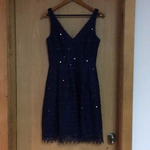 Adrianna Pappell Navy Lace & Sequin Dress in Sz 4